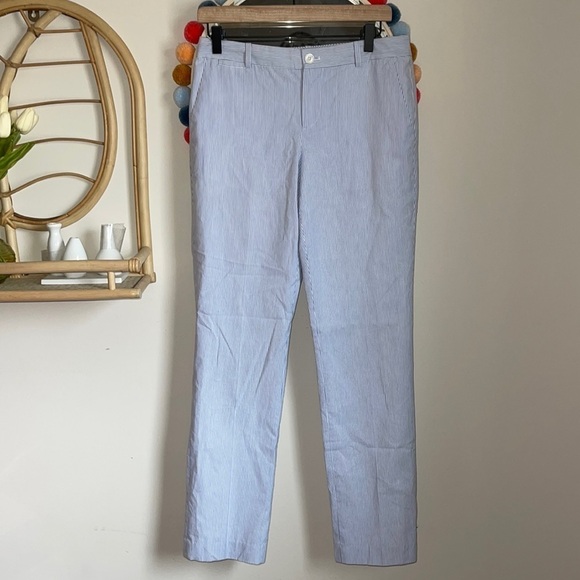 Lauren Ralph Lauren Edita Cotton Micro Stripe Pants - Picture 1 of 6